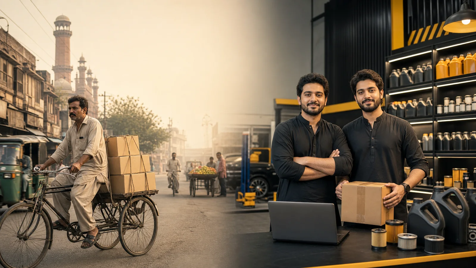 Family automotive business journey from bicycle deliveries to a modern Lahore workshop