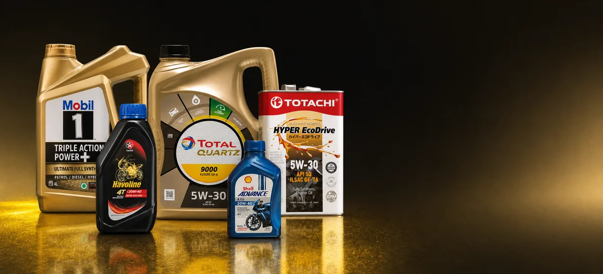 Mobil 1, Total Quartz, Totachi and motorcycle engine oils available at Butt Oil Traders